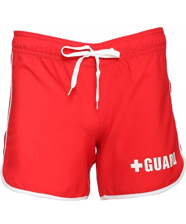 Womens Guard Piped Board Shorts - Red - C918Z3CTH0A $7.66-Board Shorts