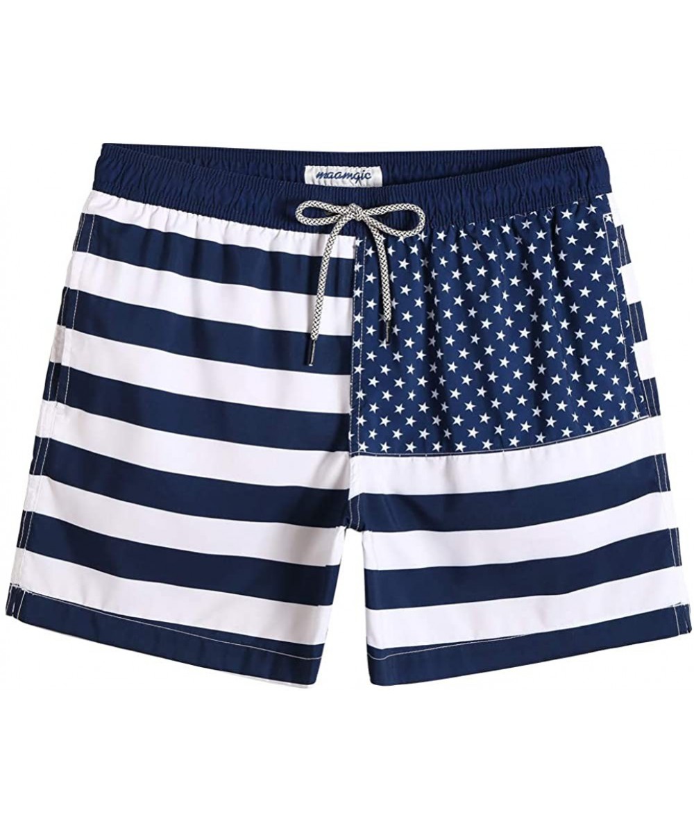 Mens 5" Short Swim Trunks with Mesh Lining Quick Dry Bathing Suits Swimming Shorts Swimsuit - Flag Navy - C01972QZRE4 $22.49-...