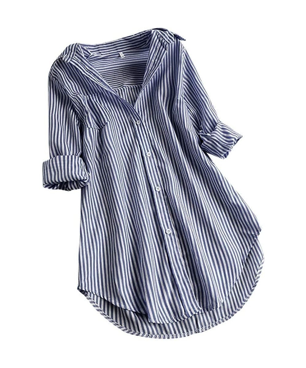 Shirts For Women Button Tunic Tops T Shirt Blouse - Y02-navy - CA18ZXHO3LC $17.85-One-Pieces