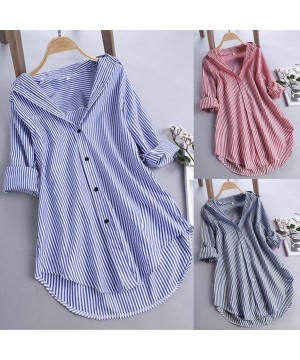 Shirts For Women Button Tunic Tops T Shirt Blouse - Y02-navy - CA18ZXHO3LC $17.85-One-Pieces