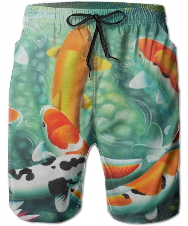 Men Fashion Swim Trunks Quick Dry Bathing Suits Board Shorts with Pocket - Awesome Japanese Koi Fish Design Green - CE190X6UY...