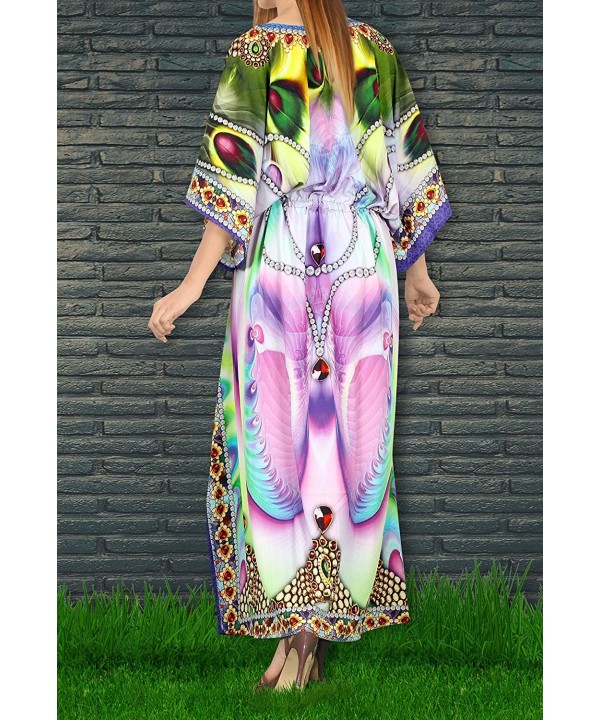 Women's Maxi Caftan Lounger Casual Beach Swim Cover Ups Drawstring A - Multicolor_v546 - C912DM2Q2SX $21.60-Cover-Ups