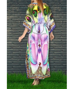 Women's Maxi Caftan Lounger Casual Beach Swim Cover Ups Drawstring A - Multicolor_v546 - C912DM2Q2SX $21.60-Cover-Ups