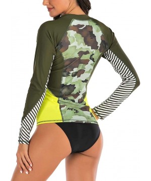 Women's Athletic Swimsuit Long Sleeve Rash Guard Swimming Bathing Suit Swimwear - Army Gren Camouflage - CR1945XIRQR $27.56-C...