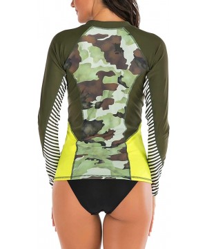 Women's Athletic Swimsuit Long Sleeve Rash Guard Swimming Bathing Suit Swimwear - Army Gren Camouflage - CR1945XIRQR $27.56-C...