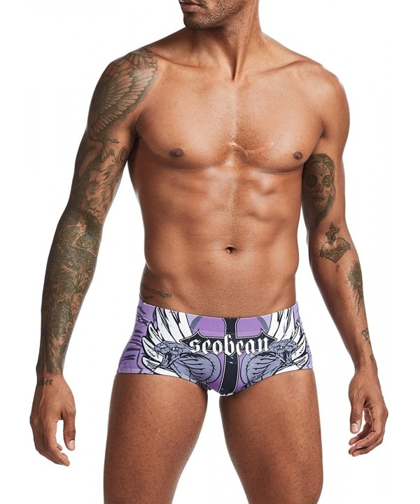 Mens Low Rise Sexy Boxer Brief Swim Trunks Swimwear - 00803 Wing & Snake - CR198SO6OQO $16.21-Briefs