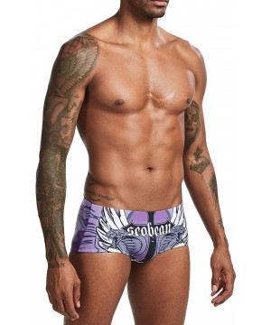 Mens Low Rise Sexy Boxer Brief Swim Trunks Swimwear - 00803 Wing & Snake - CR198SO6OQO $16.21-Briefs