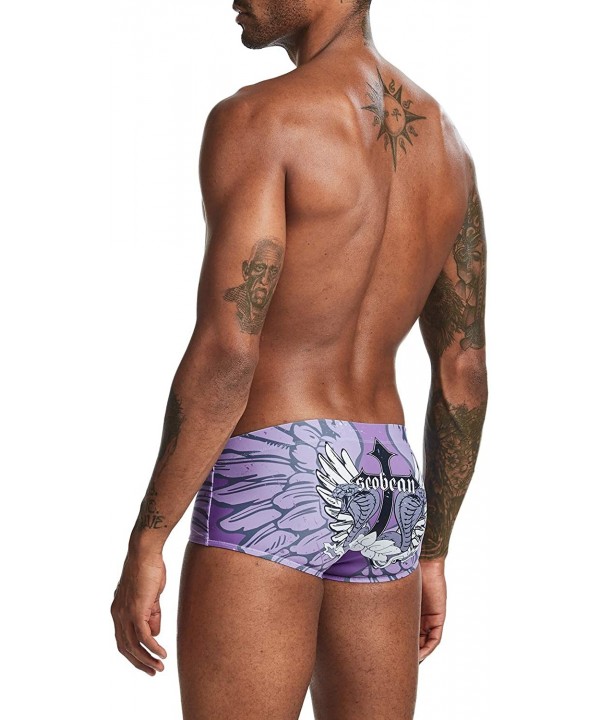 Mens Low Rise Sexy Boxer Brief Swim Trunks Swimwear - 00803 Wing & Snake - CR198SO6OQO $16.21-Briefs