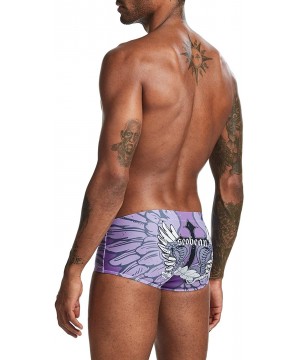 Mens Low Rise Sexy Boxer Brief Swim Trunks Swimwear - 00803 Wing & Snake - CR198SO6OQO $16.21-Briefs