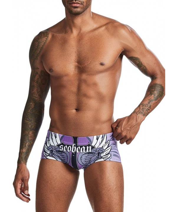 Mens Low Rise Sexy Boxer Brief Swim Trunks Swimwear - 00803 Wing & Snake - CR198SO6OQO $16.21-Briefs