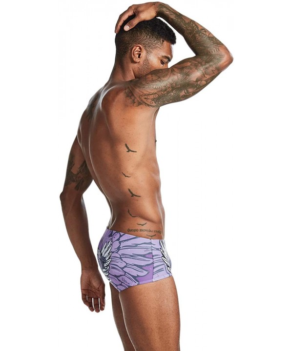 Mens Low Rise Sexy Boxer Brief Swim Trunks Swimwear - 00803 Wing & Snake - CR198SO6OQO $16.21-Briefs