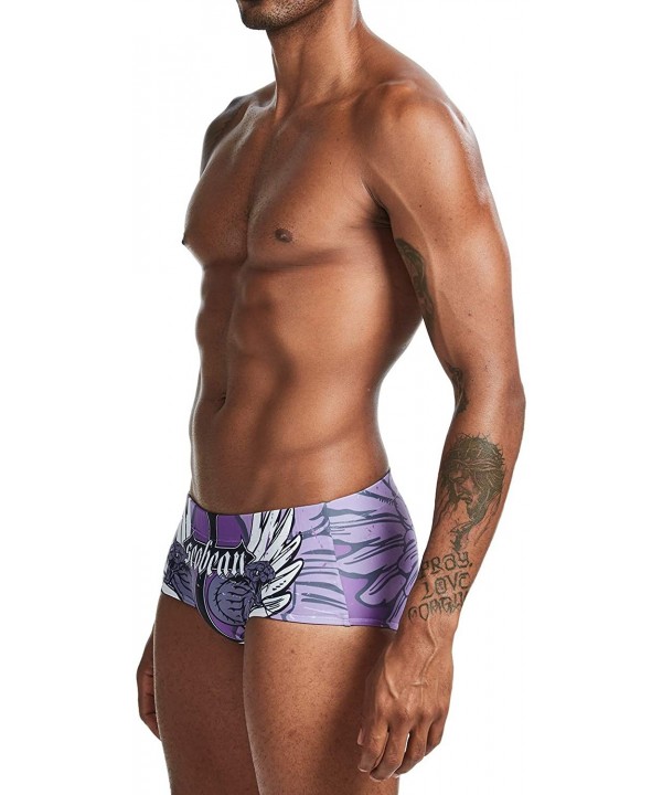 Mens Low Rise Sexy Boxer Brief Swim Trunks Swimwear - 00803 Wing & Snake - CR198SO6OQO $16.21-Briefs