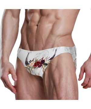 Mens Swim Bikini Briefs Skull Canada Flag Swimwear Surf Shorts Trunks - Sketch Longhorn and Dreamcather - CR18UX2X8H3 $22.69-...