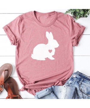 GUASS What Bunny Butt Easter Shirts for Women Easter Bunnies Print T Shirt Short Sleeve Top Tees Blouse - Za-pink - CO1972RKG...