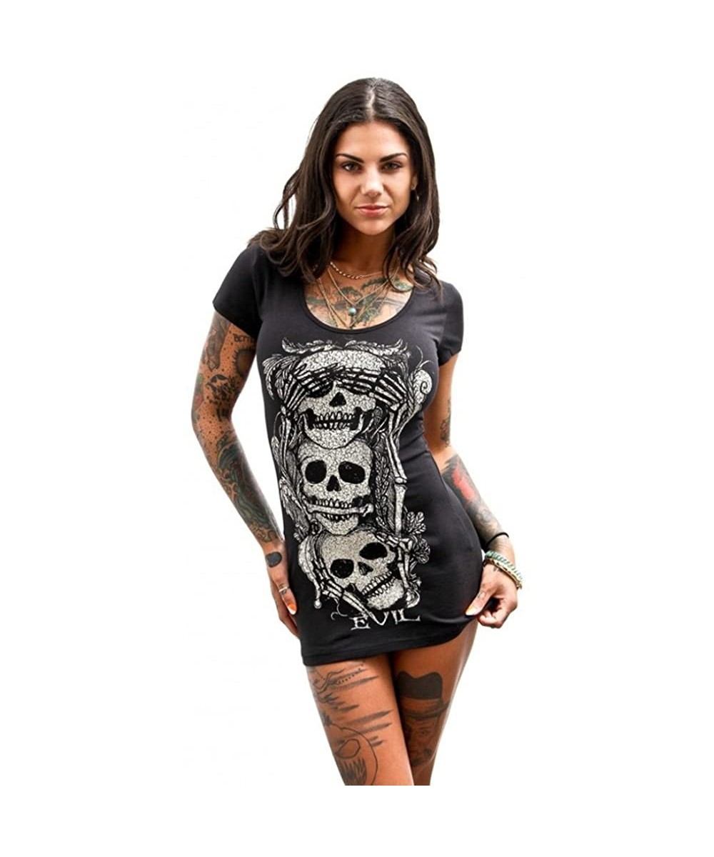 Women Dress-Hot 2018 Girls Loose Short Sleeves Skull Printed Summer Vintage Mini Package Hip Dress - Black - C4189UEEHG9 $13....