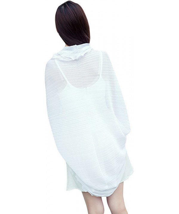 Women Girls Summer Sun Coat Quick Dry Chiffon Driving Riding Beach Sunscreen Shade Sun Protection Skin Cover White - CD12HDFL...