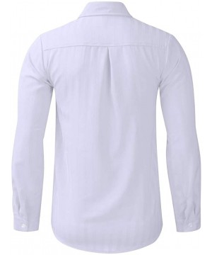 Casual Mens Striped Long Sleeve Zipper Shirts Business Fit Blouse Slim Top - White - CI18YKHO7QU $14.37-Rash Guards