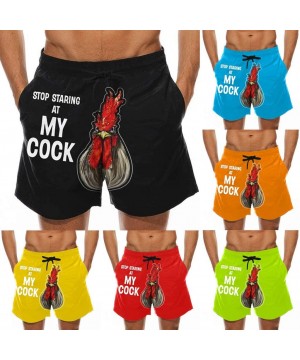 Swim Trunks Men Short Funny Quick Dry Swim Shorts Summer Casual Swimwear Sports Pants with Pockets - Orange - C619DHSIT3R $17...