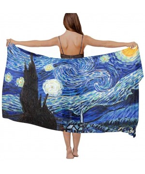 Women's Swimwear Cover Ups- Summer Vacation Beach Sarong Soft Shawl Wrap - Van Gogh Starry Night - CZ19C6NM6KS $18.83-Cover-Ups