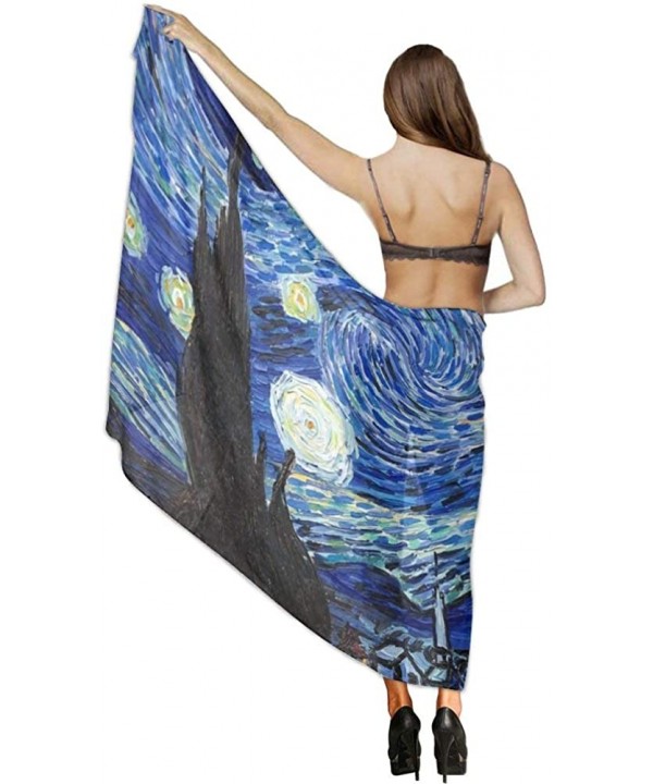 Women's Swimwear Cover Ups- Summer Vacation Beach Sarong Soft Shawl Wrap - Van Gogh Starry Night - CZ19C6NM6KS $18.83-Cover-Ups