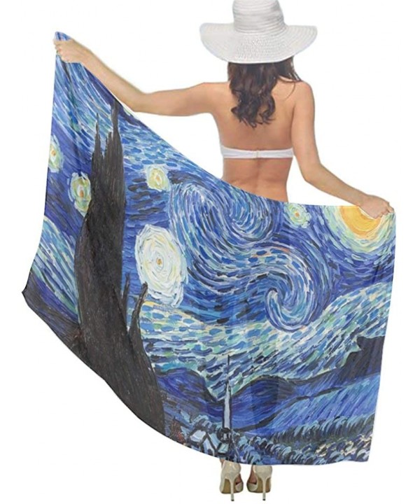 Women's Swimwear Cover Ups- Summer Vacation Beach Sarong Soft Shawl Wrap - Van Gogh Starry Night - CZ19C6NM6KS $18.83-Cover-Ups