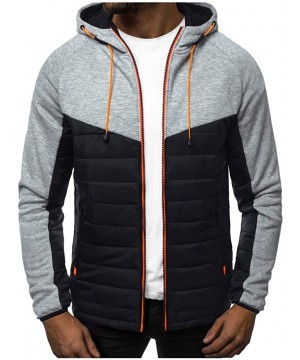 Outwear Blouse- Men Casual Long Sleeve Patchwork Hoodie Hooded Sweatshirt Top - Gray - C718XSS3AGX $27.19-Rash Guards