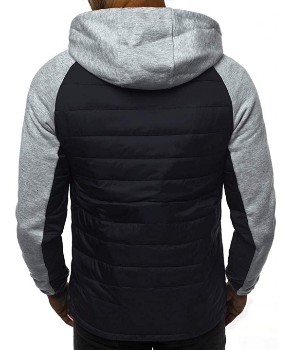 Outwear Blouse- Men Casual Long Sleeve Patchwork Hoodie Hooded Sweatshirt Top - Gray - C718XSS3AGX $27.19-Rash Guards