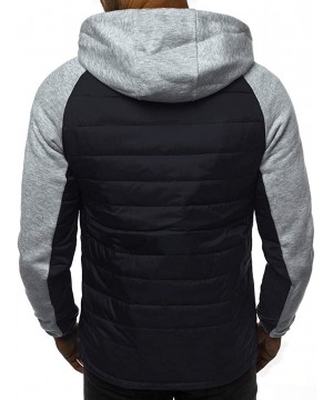 Outwear Blouse- Men Casual Long Sleeve Patchwork Hoodie Hooded Sweatshirt Top - Gray - C718XSS3AGX $27.19-Rash Guards