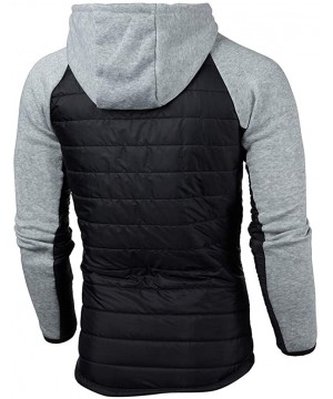 Outwear Blouse- Men Casual Long Sleeve Patchwork Hoodie Hooded Sweatshirt Top - Gray - C718XSS3AGX $27.19-Rash Guards