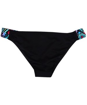 Women's Sasha Strappy Bikini Bottoms - Black Print - CC189Q2GWI8 $20.32-Tankinis