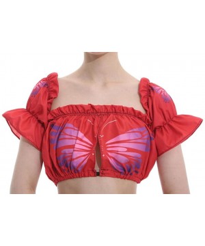 Women Fashion Swimsuit Bikini Cover Up Butterfly Printing Beach Sarong Wrap Skirt+Tank Tops Blouse Tshirt - Red-b - CQ18C0CGS...