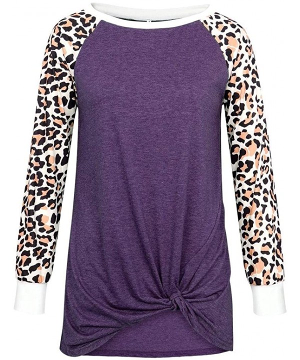 Loose Leopard Print Long Sleeve Shirt Sales Blouses for Women Plus Size Work Casual Top - 1 Purple - CZ18XNU2W8Y $15.91-Rash ...