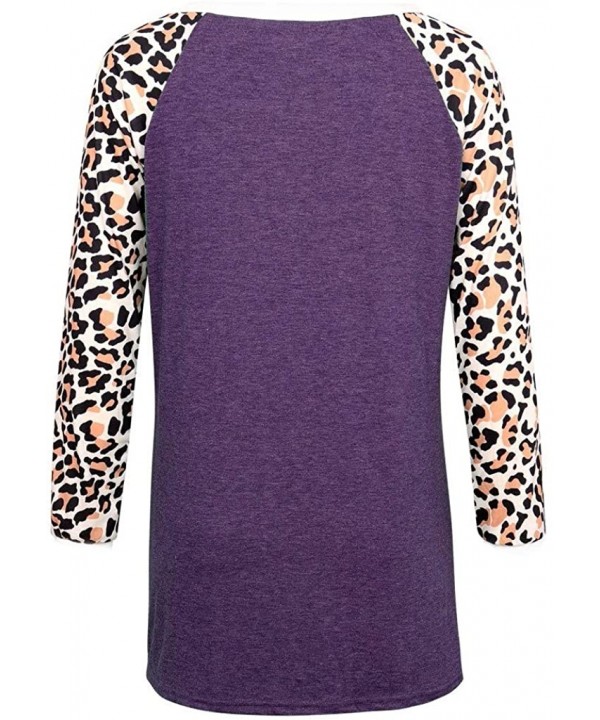 Loose Leopard Print Long Sleeve Shirt Sales Blouses for Women Plus Size Work Casual Top - 1 Purple - CZ18XNU2W8Y $15.91-Rash ...