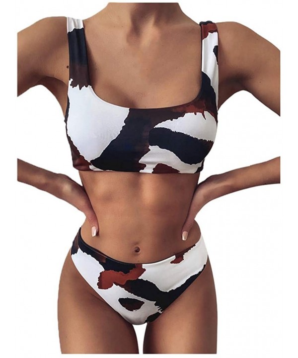 Women's Bikini Print Set Swimsuit One Piece Filled Bra Swimwear Beachwear Women Summer Fashion 2020 - Coffee - C4197L2WCTX $8...