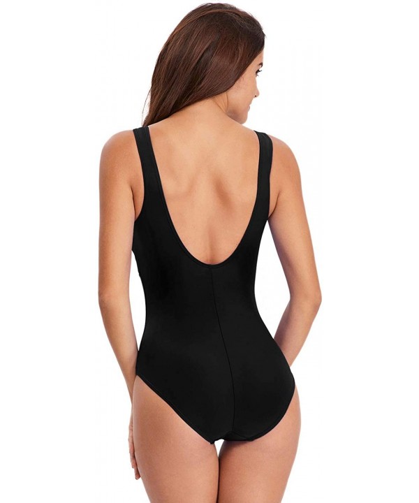 Women One Piece Swimsuits Athletic Racing Training Sports Bathing Suit Color Block Swimwear - Black & Red - CO196QAIKHE $23.5...