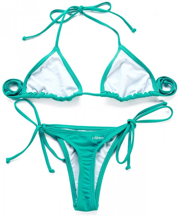 Swimwear Brazilian Bikini Bottom and Top BeachWear - Green - CN17YOQ5LQU $18.77-Sets