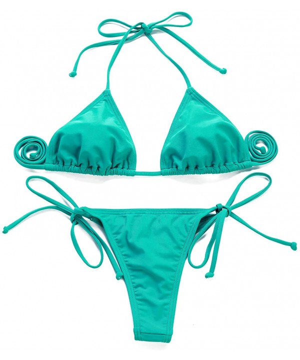 Swimwear Brazilian Bikini Bottom and Top BeachWear - Green - CN17YOQ5LQU $18.77-Sets