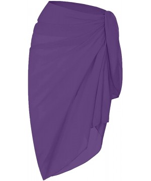 Women's Beach Cover Up Sarong Dress Pareo Wrap Chiffon - Solid-purple - C6194ZTRHN2 $10.25-Cover-Ups