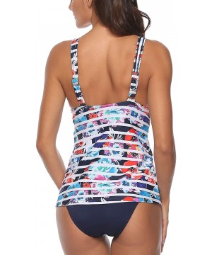 Women Vintage Printed Tankini Set Push Up Padded Sporty Swimsuit Plus Size Swimwear S-XXL - T - 195 - CO18KOSKRGH $28.94-One-...