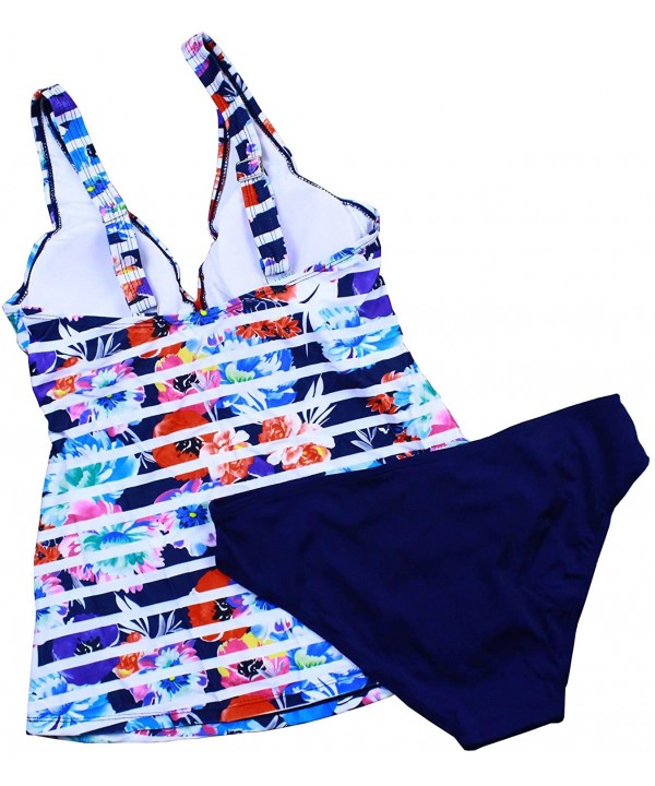 Women Vintage Printed Tankini Set Push Up Padded Sporty Swimsuit Plus Size Swimwear S-XXL - T - 195 - CO18KOSKRGH $28.94-One-...