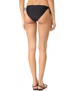 Women's Solid Full Bikini Bottom with Ivory Long Tie - Solid Black - CL12MZXD7GK $49.12-Tankinis