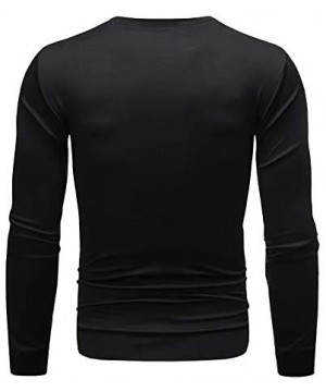 Men's Fashion Long-Sleeved Round Neck Solid Color Print Sweater Tops Pullover T-Shirts - Black - CN18W4MH3NE $17.66-Rash Guards