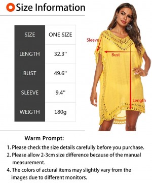 Swimsuit Cover Ups for Women Bathing Suit Coverups Ladies Beach Dress Crochet Bikini Wear - Blue - CO195W9IL7O $18.83-Cover-Ups