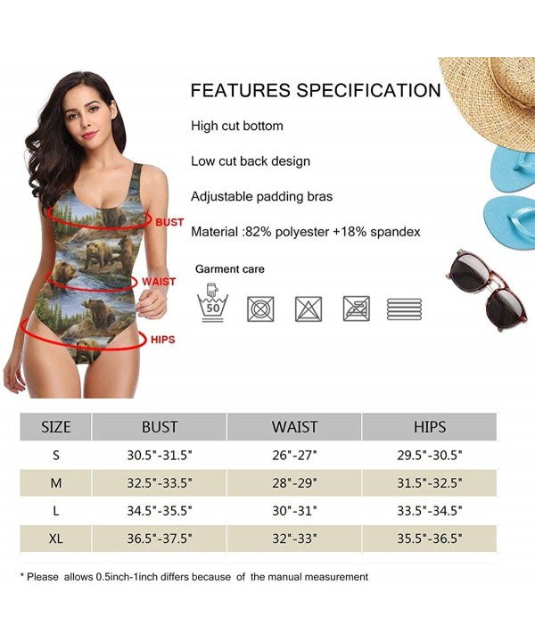 Women's Beautiful Maple Weed Print One-Piece Swimsuit - Bears Lovers Pattern - CJ18YEKINIZ $37.82-Racing