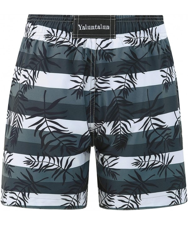 Men's Swim Trunks Quick Dry Beach Board Shorts Mesh Lining Swimwear Bathing Suits - Grey/Black-leaf - CY18WGRY67N $25.26-Trunks