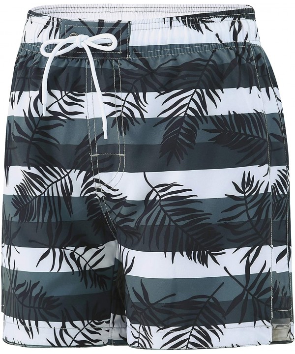 Men's Swim Trunks Quick Dry Beach Board Shorts Mesh Lining Swimwear Bathing Suits - Grey/Black-leaf - CY18WGRY67N $25.26-Trunks