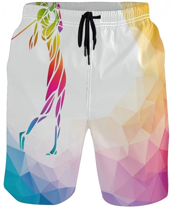 Mens Surfing Shorts Russian Bear Hunting Swim Trunks Shorts - Rainbow Golf Ball - CB18X0H2E5S $30.21-Board Shorts