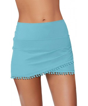 Women's High Waisted Tulip Hem Swim Skirt Bikini Tankini Swimsuit Bottom - Sky Blue - CJ19G6DT0H8 $19.33-Bottoms