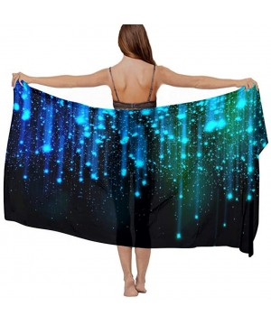 Women Chiffon Scarf Shawl Wrap Sunscreen Beach Swimsuit Bikini Cover Up - Black and Blue Neon Lights - CJ190HHYTDM $19.14-Cov...