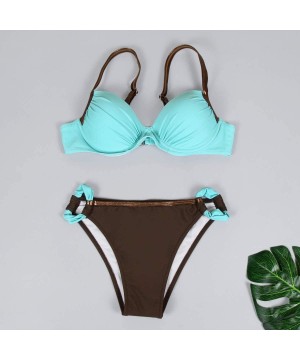 Womens Padded Push Up Bra Bikini Set Two Piece Swimsuit Triangle Bathing Suit Swimwear Beachwear - Mint Green - CV18UKIUUMN $...